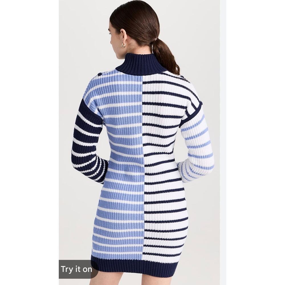 Staud Mini Hampton Striped Sweater Dress Blue M - Picture 5 of 11